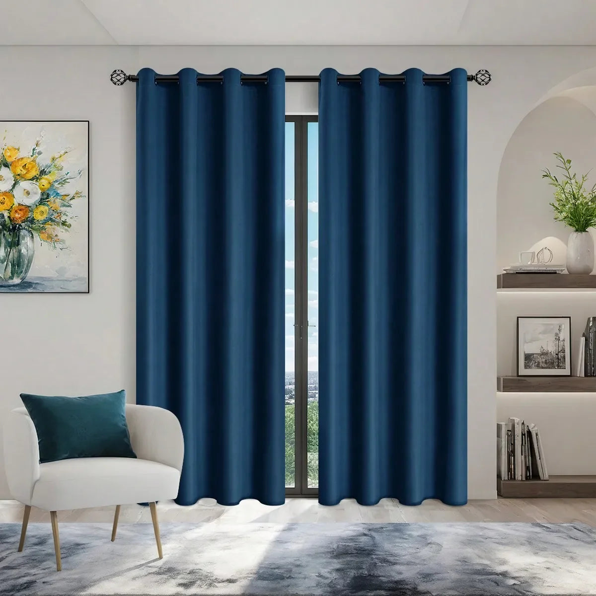Cortinas Blackout Sólidas 100% com Ilhoses, Cortinas de Privacidade Total para Quarto, Lindas Cortinas para Sala de Estar