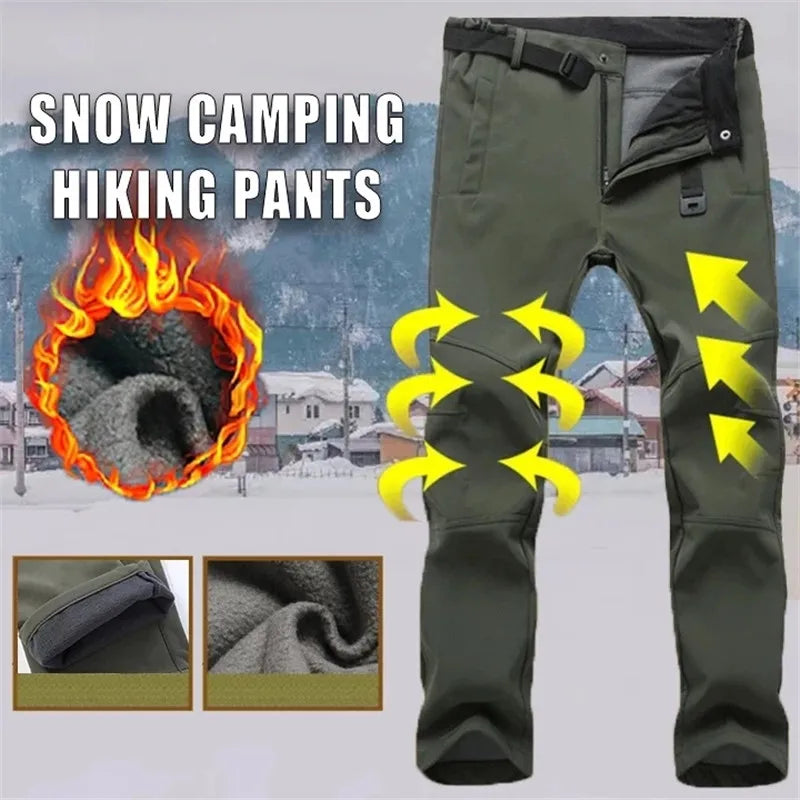 Calças de inverno casca macia impermeável à prova de vento calças de lã dos homens esportes ao ar livre trekking acampamento caminhadas montanha esqui