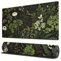 Tapete de mouse com planta floral verde botânica, tapete de mesa grande, acessórios de jogos antiderrapantes, bordas costuradas para escritório e casa