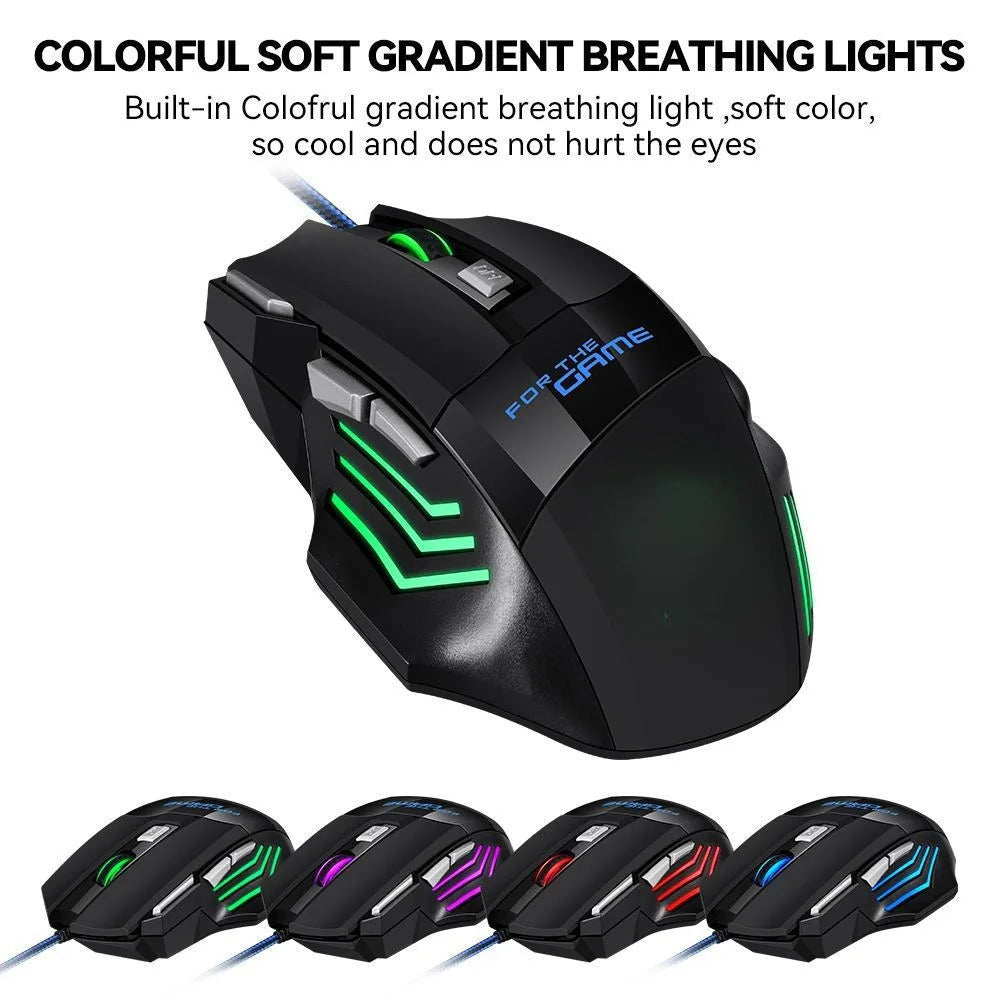 1 pc novo mouse para jogos usb hipervelocidade rgb retroiluminado ergonômico mouse para jogos 7d esports mouse com fio para computador portátil gamer