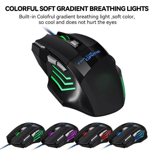 1 pc novo mouse para jogos usb hipervelocidade rgb retroiluminado ergonômico mouse para jogos 7d esports mouse com fio para computador portátil gamer