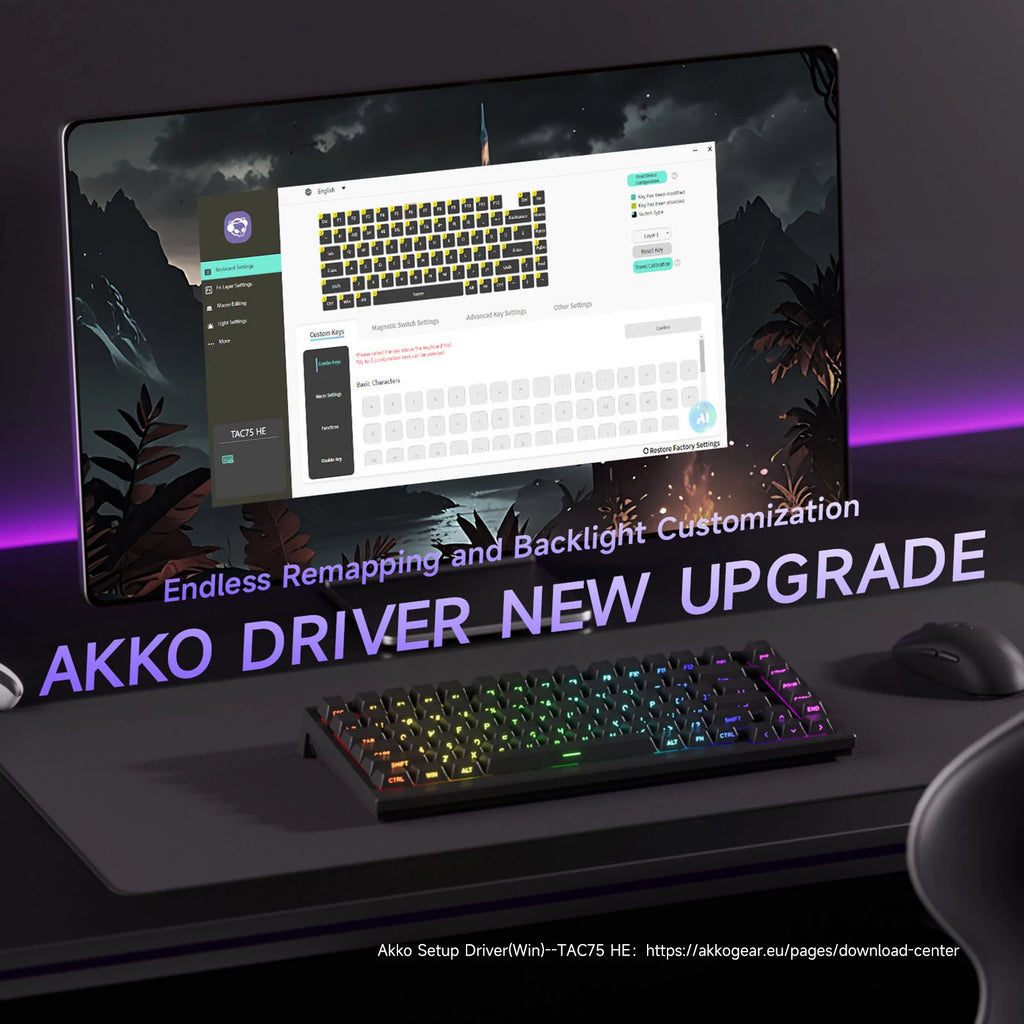 Akko tac75 he teclado de interruptor magnético 75% teclados para jogos gatilho rápido 0.005mm 8k rgb com fio esports teclado personalizado para gamer