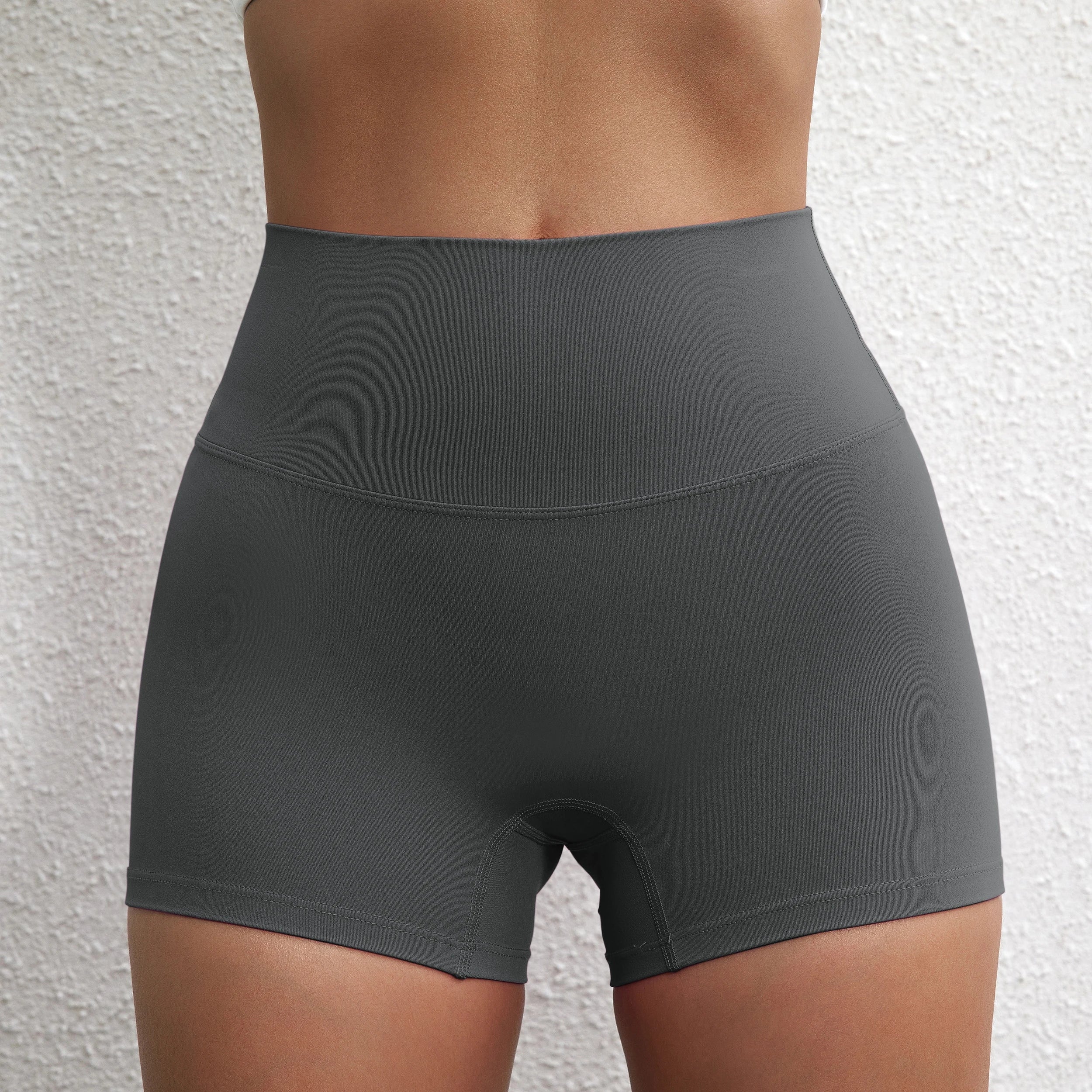 Sexy cor sólida cintura alta atlético yoga perna curta ciclismo feminino fitness esporte curto treinamento abrangente jogging agachamento à prova