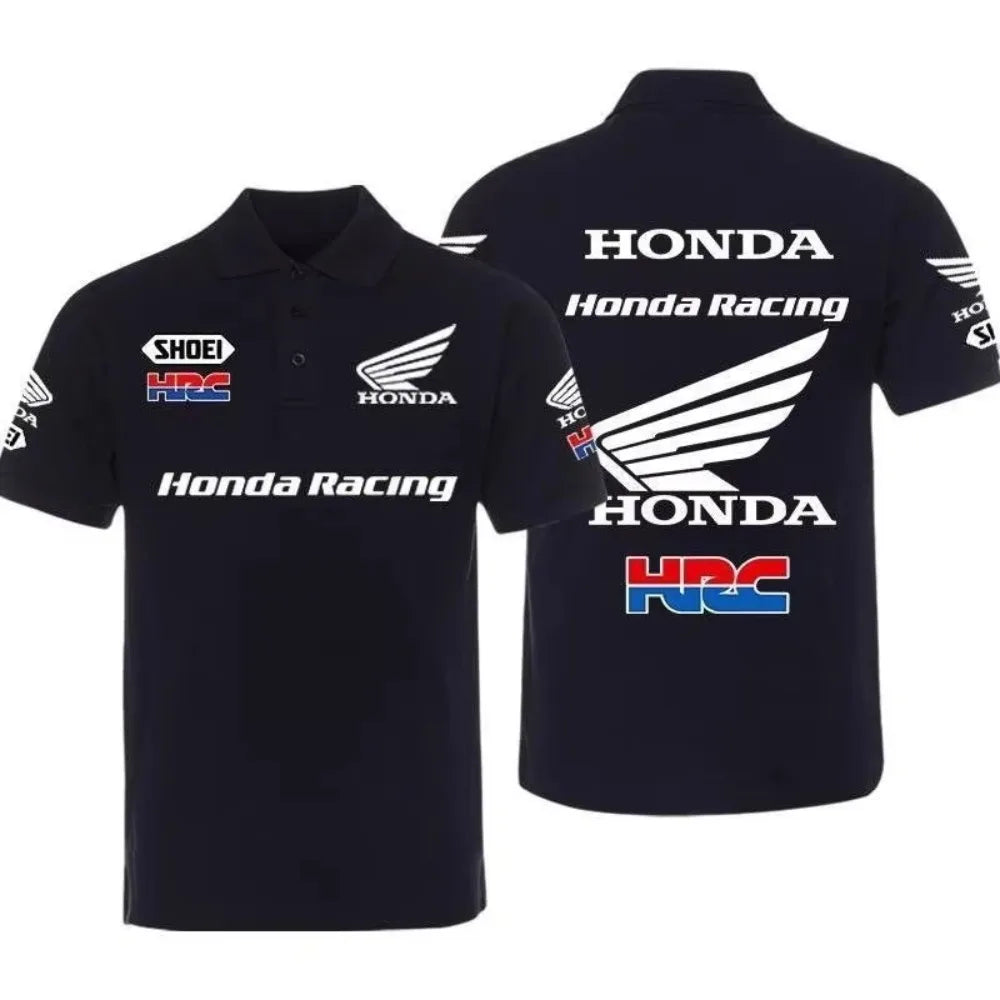 Honda camisas polo masculinas e femininas verão cbr não-dupla asa de ouro camiseta corrida motocicleta manga curta primavera e outono topo