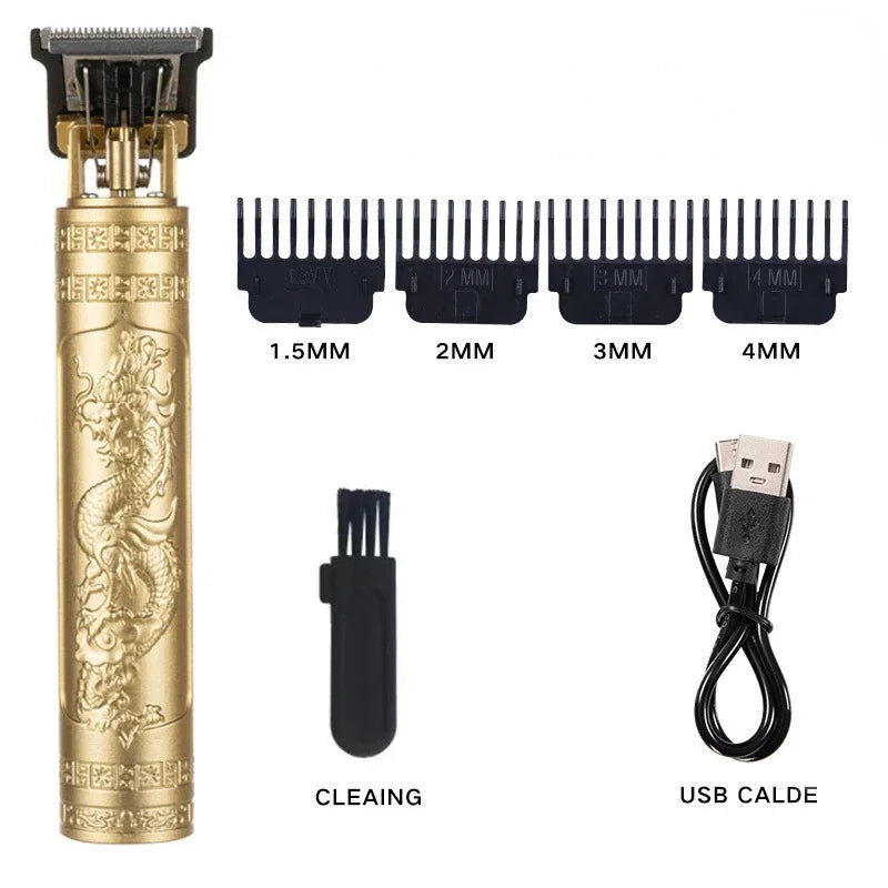 Corte de cabelo navalha para homens recarregável clipper barbeador adulto elétrico vintage clipperrazor casa carregamento usb barbeiro dragão preto