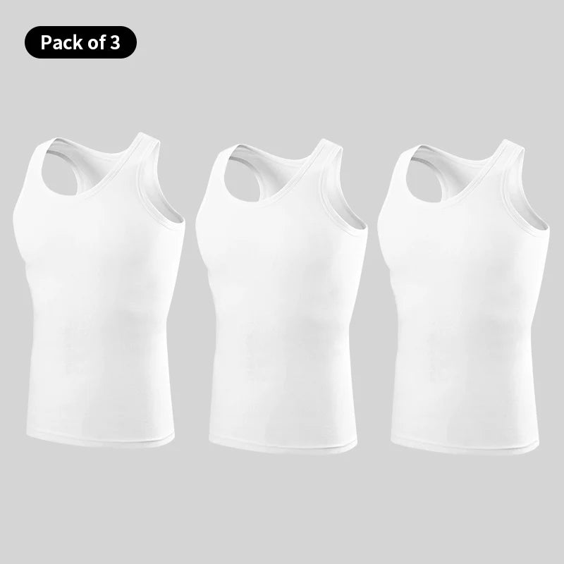 1/3 peça masculina quatro temporada cor sólida plus size colete confortável puro algodão juventude esportes e fitness topo base de meia-idade t