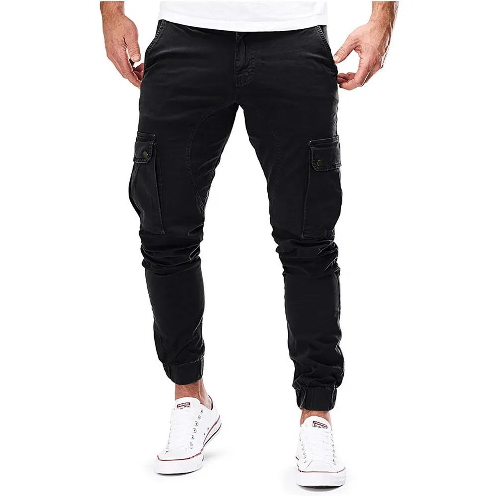 Calças masculinas finas moda casual jogger calças 2020 streetwear calças de carga multi-bolsos calças de fitness ginásios moletom dos homens