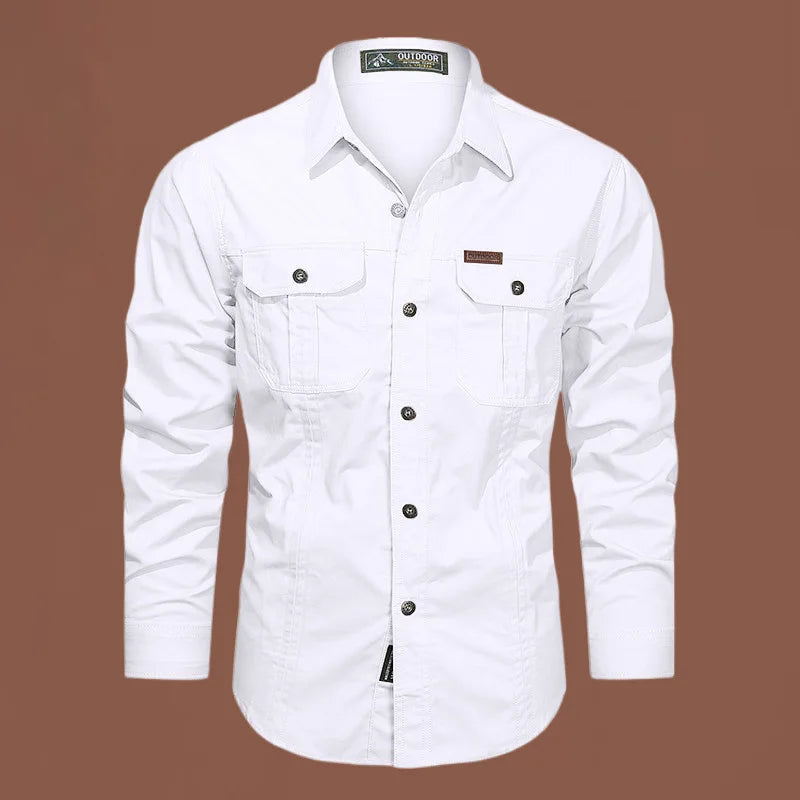 2023 camisa de carga dos homens manga longa camisas casuais algodão alta qualidade camisa militar overshirt roupas marca blusas pretas 5xl