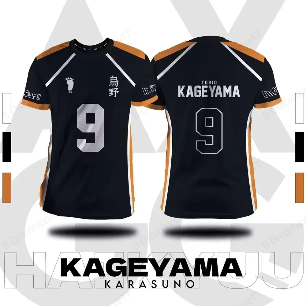 Camisa xadrez japonesa Haikyuu Fox Valley, anime impresso em 3D para homens e mulheres, camiseta esportiva de manga curta da moda de tamanho grande