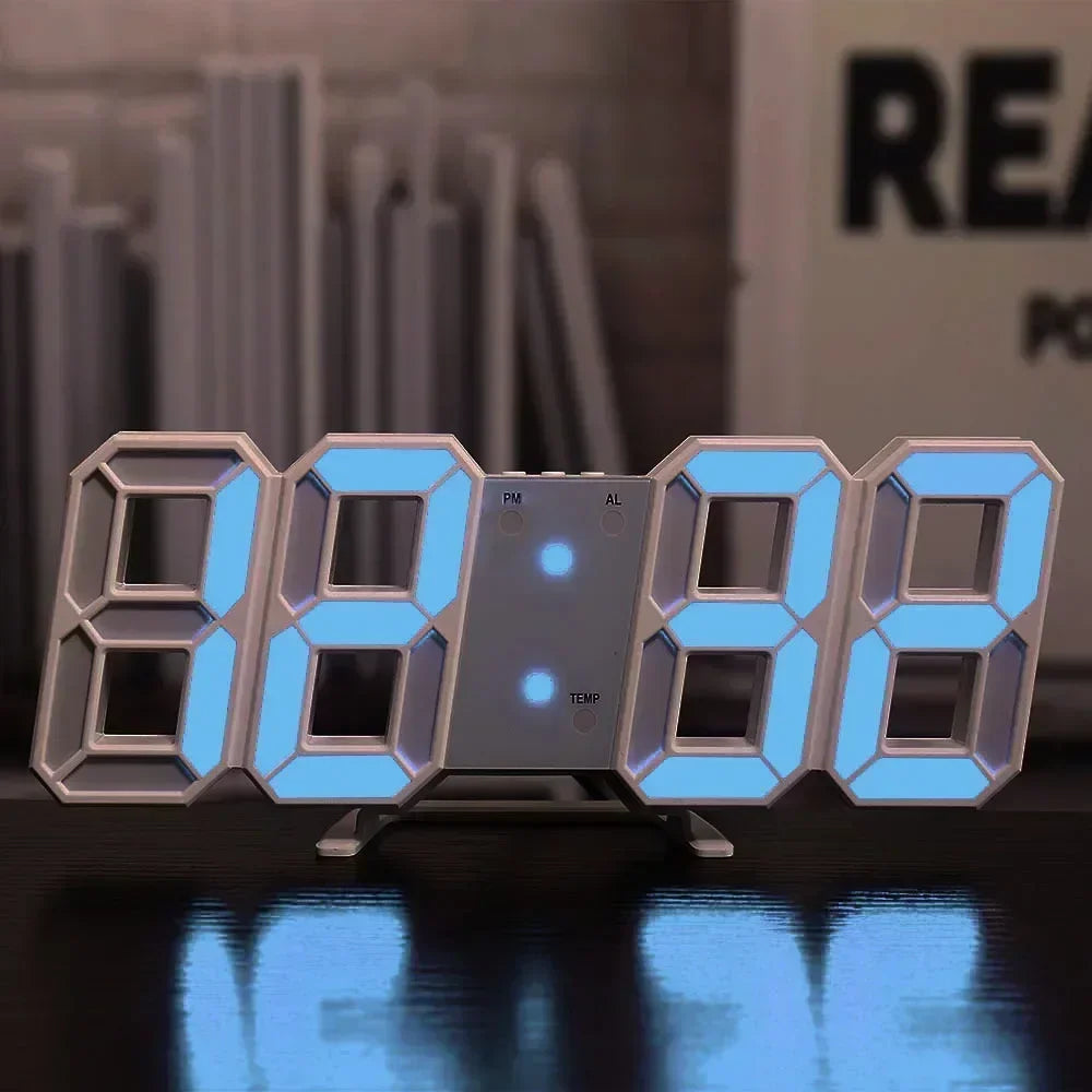 Relógio de parede digital led para decoração de casa, 3d, brilho, modo noturno, ajustável, relógio eletrônico, relógios de decoração, jardim