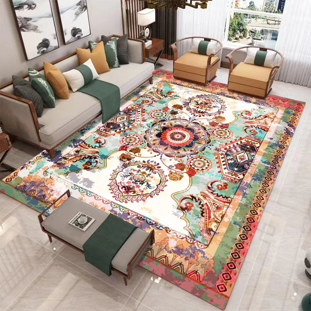Europeu retro grande tapete para sala de estar decoração de luxo antiderrapante quarto vestiário lavável tapete macio