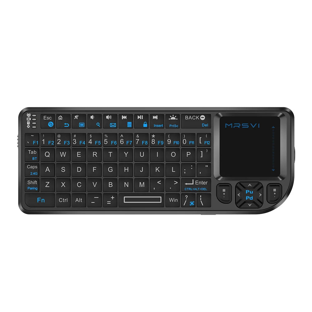 Teclado Mini MRSVI A8 PLUS, Teclado Sem Fio Retroiluminado 2.4GHz&Bluetooth5.0 com Touchpad para Android TV Box, Mac, Laptop, Windows
