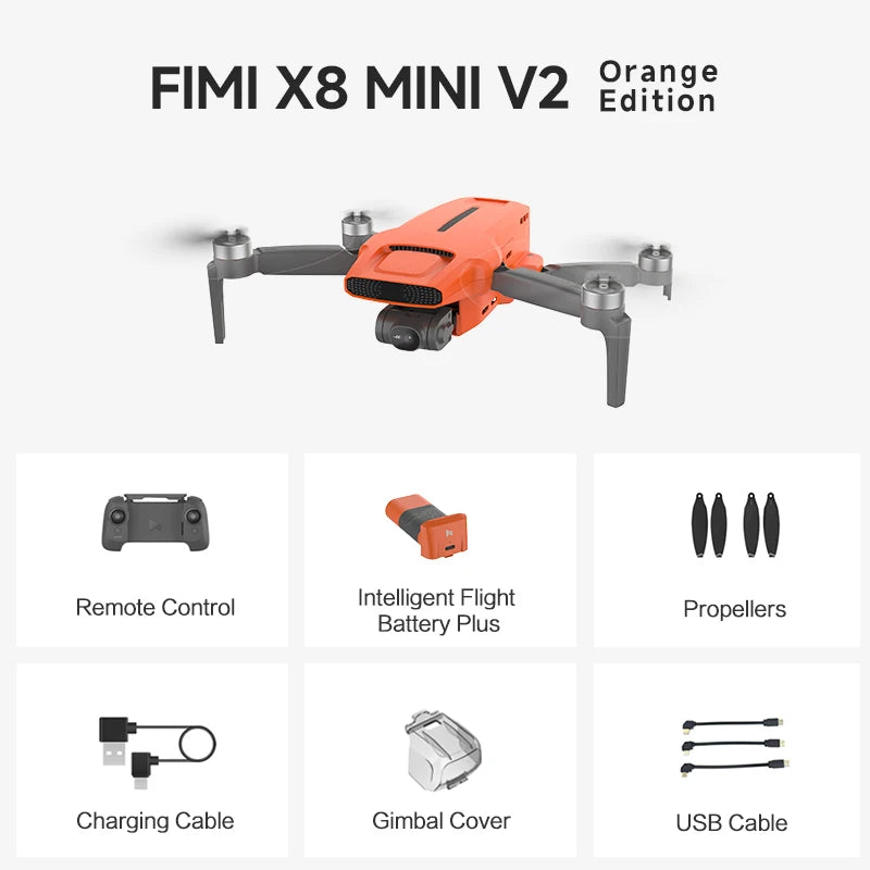 Drone FIMI X8 Pro com Sensor CMOS de 1/1.3", Câmera Profissional 4K com Gimbal de 3 Eixos, Detecção de Obstáculos, Alcance de Transmissão de 15KM, GPS