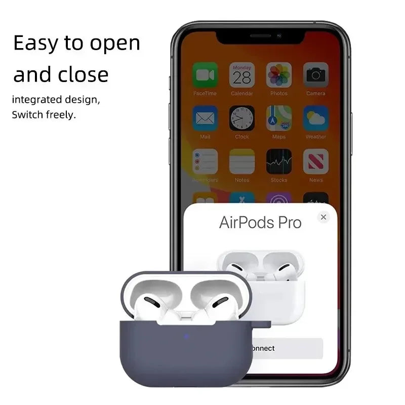 Capa protetora de silicone para AirPods Pro, cor sólida, Apple Bluetooth Headset, capa macia, novo