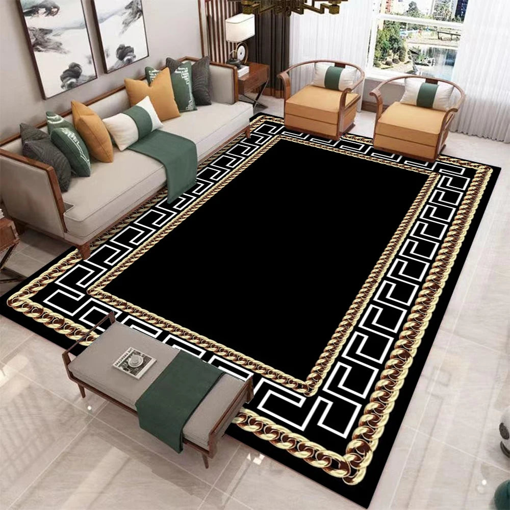 Tapetes geométricos nórdicos de luxo, sala de estar, para quarto, sofá, mesa ao lado de grande área, decoração de casa, tapete