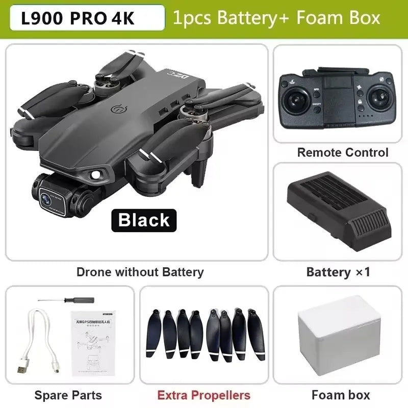 L900 pro gps drone 4k profissional hd câmera dupla 5g wifi fotografia sem escova dobrável quadcopter rc distância 1.2km dron brinquedo