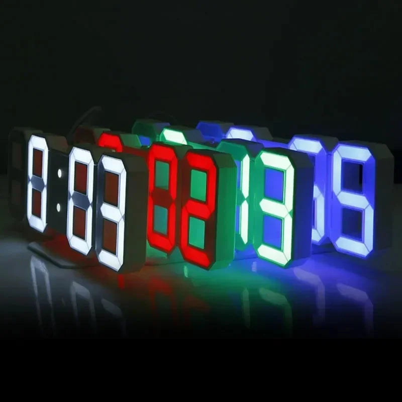 Relógio de parede digital led para decoração de casa, 3d, brilho, modo noturno, ajustável, relógio eletrônico, relógios de decoração, jardim