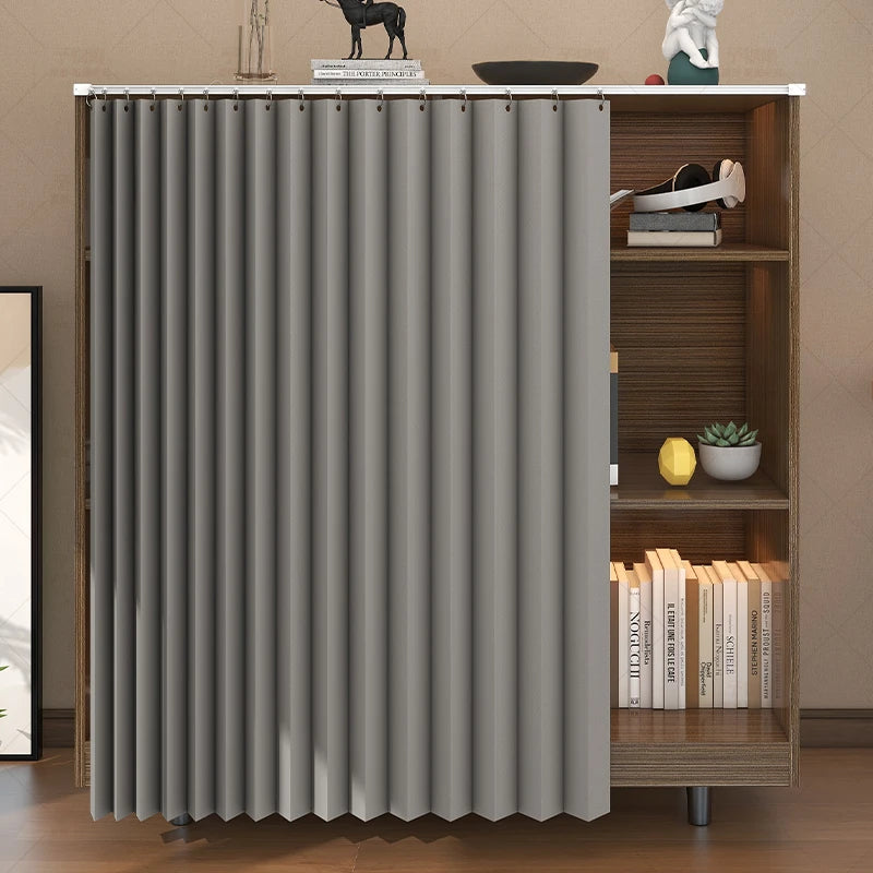 Armário de cozinha cortina casa punch-livre cortina blackout sapato armário dobrável guarda-roupa estante à prova de poeira pano capa