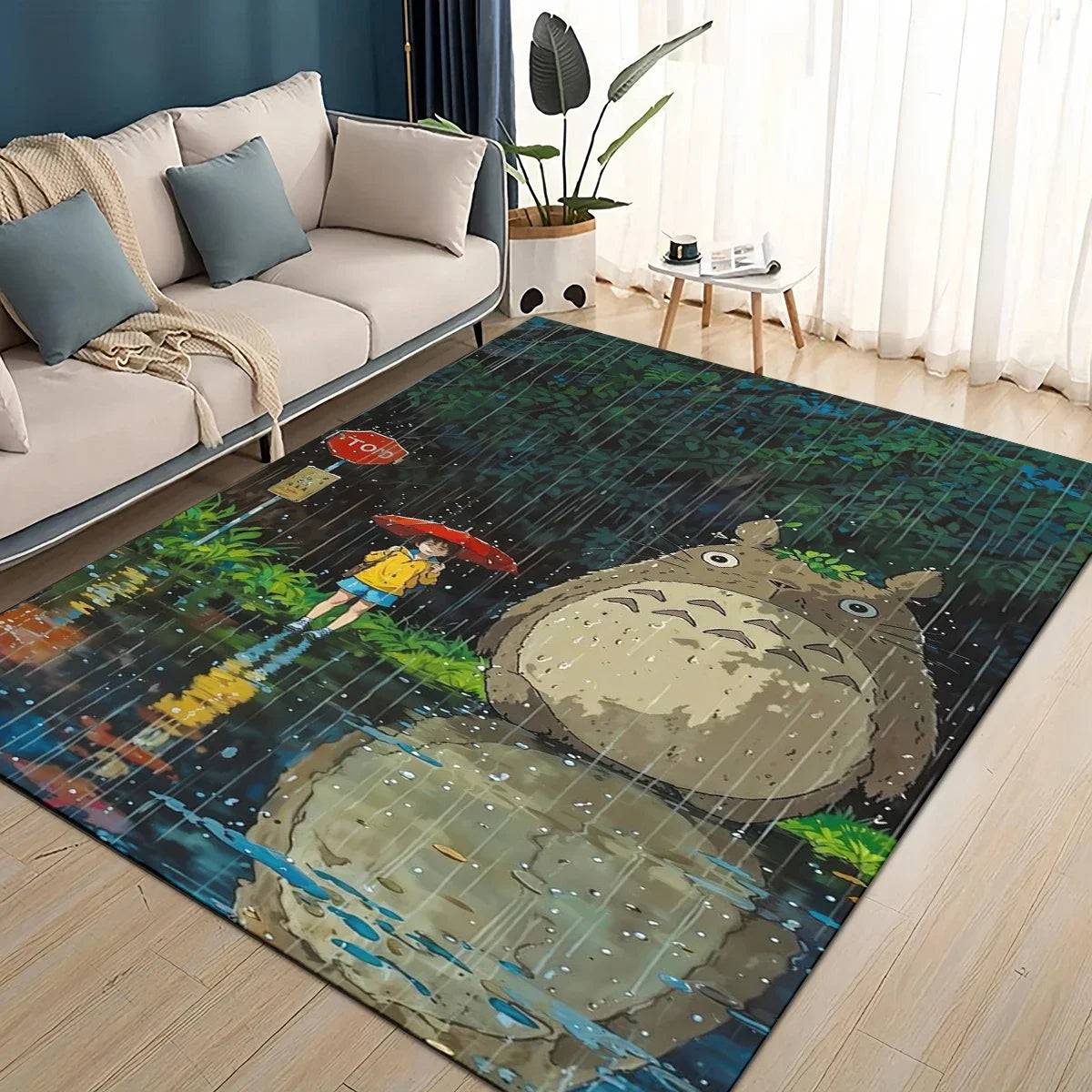 Tapete 3D T-Totoros para Sala de Estar, Quarto Infantil, Sofá, Decoração, Tapete Antiderrapante para Brincadeiras das Crianças