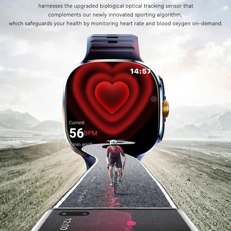 Relógio Inteligente 5G com Tela AMOLED HD de 720*720, Chamada de Vídeo, 8GB+128GB RAM, GPS, WIFI, Google Play, Relógio Inteligente com Previsão do Tempo