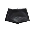 Mini saias de couro falso elegante moda coreana preto saias do plutônio para mulher saia de cintura baixa zip up saia dividida com shorts marrom