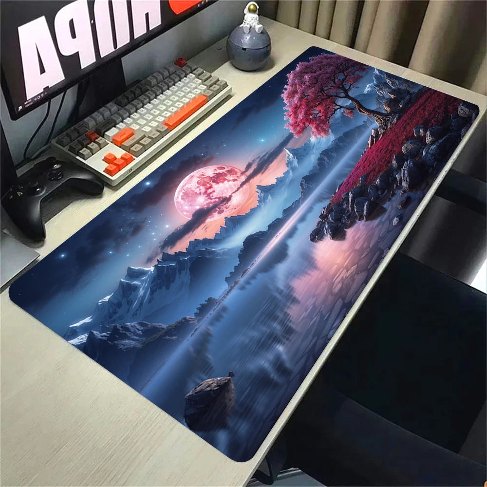 Mouse pad paisagem sakura grande deskmat portátil acessórios do computador mousepad tapetes de borracha anti deslizamento mousepad kawaii playmat