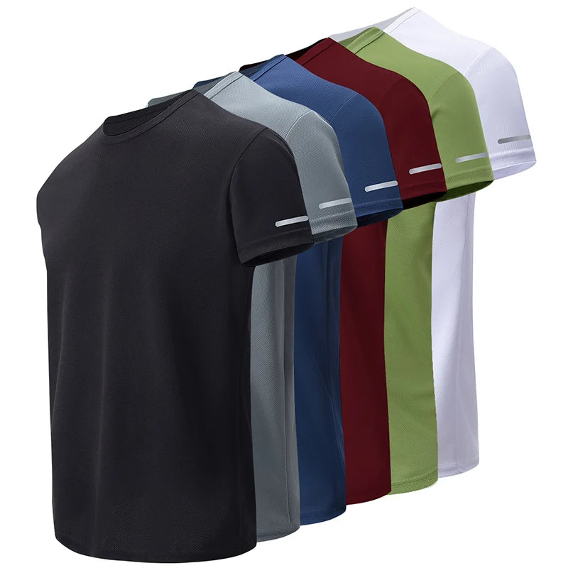 4/1 pçs verão masculino cor sólida coringa de secagem rápida manga curta solta plus size esportes correndo jogando camisa masculina de meia-idade