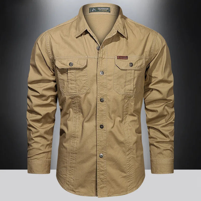 2023 camisa de carga dos homens manga longa camisas casuais algodão alta qualidade camisa militar overshirt roupas marca blusas pretas 5xl