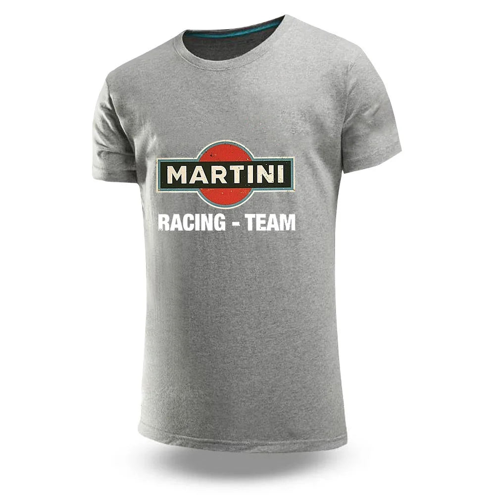 2025 solto respirável confortável manga curta verão homem algodão topos casual esportes camiseta martini corrida logotipo impressão camisas