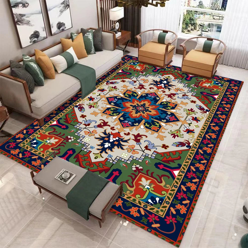 Europeu retro grande tapete para sala de estar decoração de luxo antiderrapante quarto vestiário lavável tapete macio