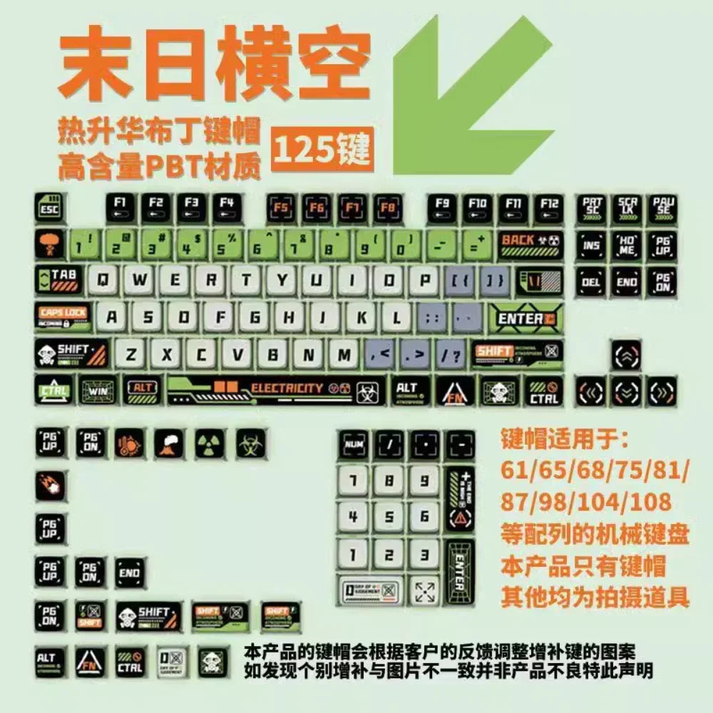 Doomsday Crossing Keycaps personalizados 125 teclas PBT + PC SAX Quad Translúcido Pudding Keycaps para MX Switch Teclados mecânicos