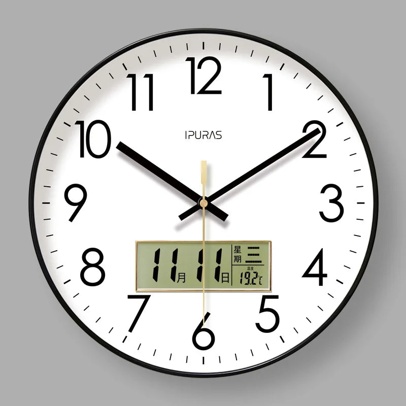 2025 novo calendário eletrônico de temperatura e umidade de 10/12/14 polegadas relógio de parede multifuncional display duplo mudo relógios de quartzo