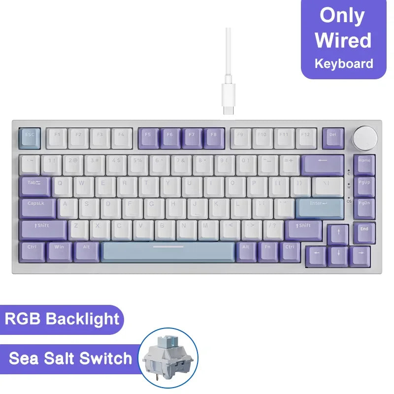 AJAZZ AK820 com fio com botões de volume rotativos, teclas hot-swap para teclados mecânicos de escritório e casa