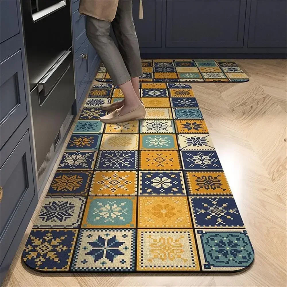 VIKAMA 1/2 peças Tapete Vintage para Cozinha, Sala de Estar, Quarto, Tapete de Corredor Antiderrapante, Capacho de Entrada, Decoração para Casa