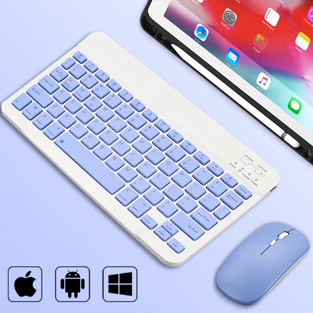 Teclado sem fio bluetooth universal, teclado e mouse para celular, mini teclado bluetooth, acessórios para teclado ipad