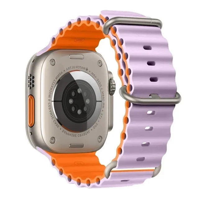 Pulseira oceano para apple watch ultra 2 band 49mm 10 9 8 7 45mm 41mm pulseira de silicone iwatch 6 5 4 3 se 44mm 40 42mm banda