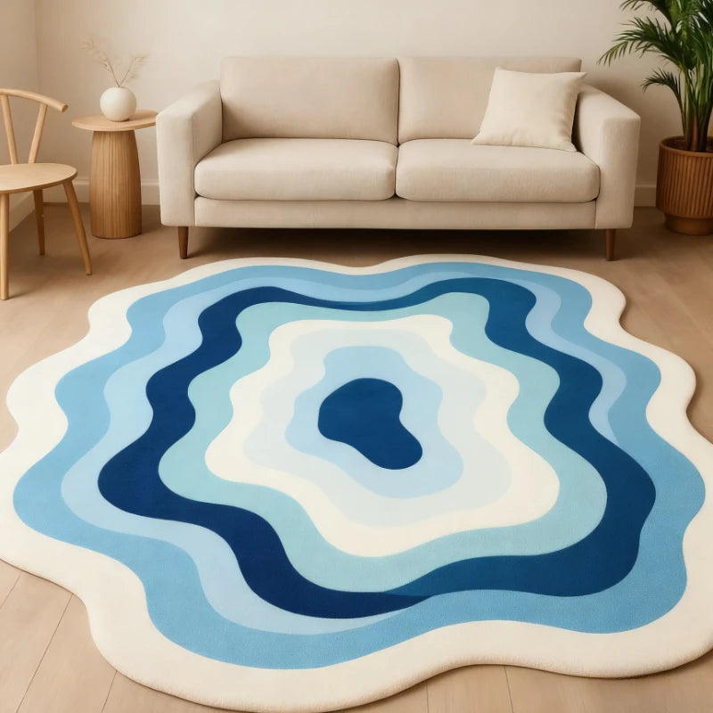 Estilo moderno decoração do quarto tapete irregular grande área para sala de estar engrossado pelúcia gradiente tapete fofo macio