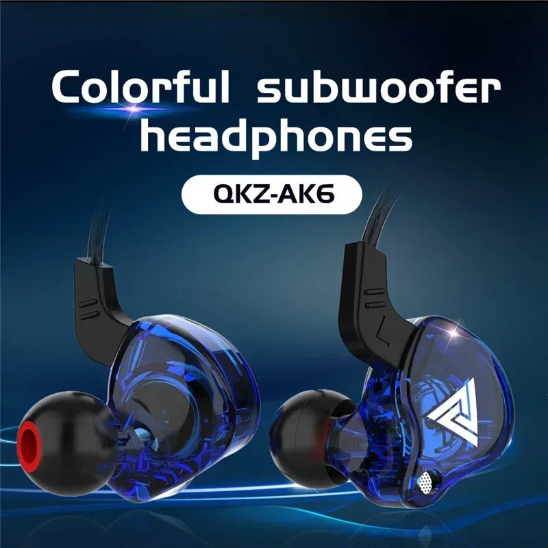 Fone de Ouvido Intra-auricular VIKEFON QKZ AK6 com 6 Drivers Dinâmicos, Microfone, Estéreo, Esportivo, HIFI, Subwoofer, Headset Monitor, Fones de Ouvido