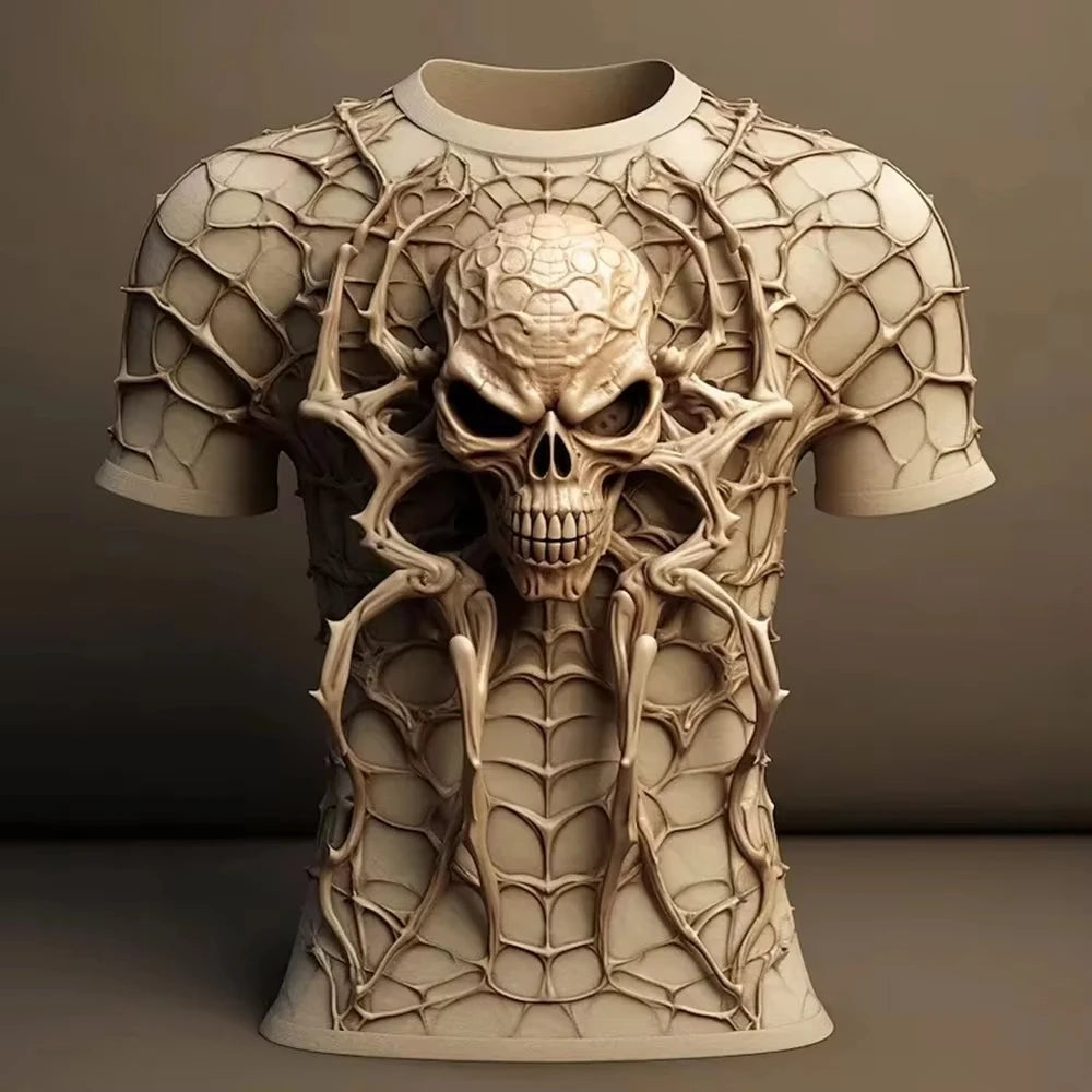 2024 verão nova camiseta masculina harajuku aranha crânio 3d impresso camiseta roupas masculinas moda punk t casual street wear camiseta