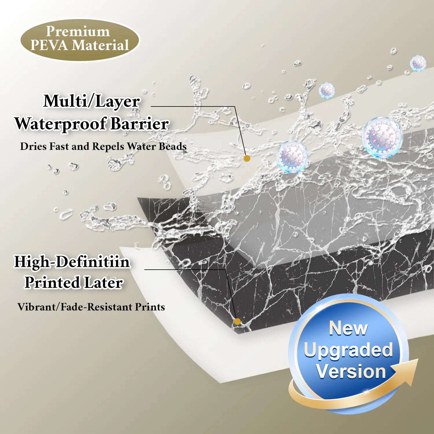 1pc preto mármore arte geométrica cortina de chuveiro à prova dwaterproof água peva moderno e minimalista decoração do banheiro