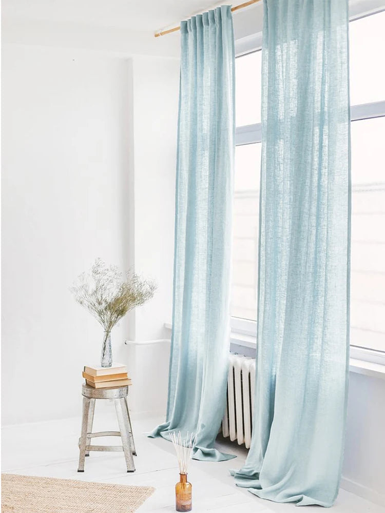 Cortina com Rod Pocket for Window, 100% Linho, Filtragem de Luz, Farmhouse Living Room, Children Bedroom, Environmental, Linen