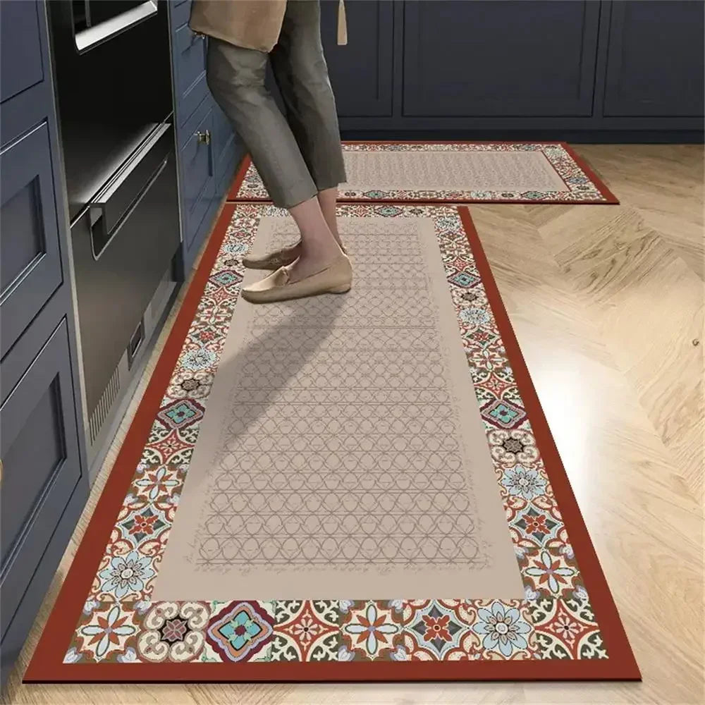 VIKAMA 1/2 peças Tapete Vintage para Cozinha, Sala de Estar, Quarto, Tapete de Corredor Antiderrapante, Capacho de Entrada, Decoração para Casa