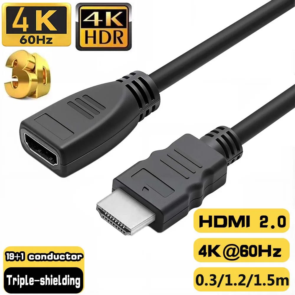 Cabo de extensão hdmi 4k longo hdmi 2.0 macho para fêmea cabo 60hz 4k hdmi extensor chumbo hdmi macho para fêmea cabo de extensão kable hdr