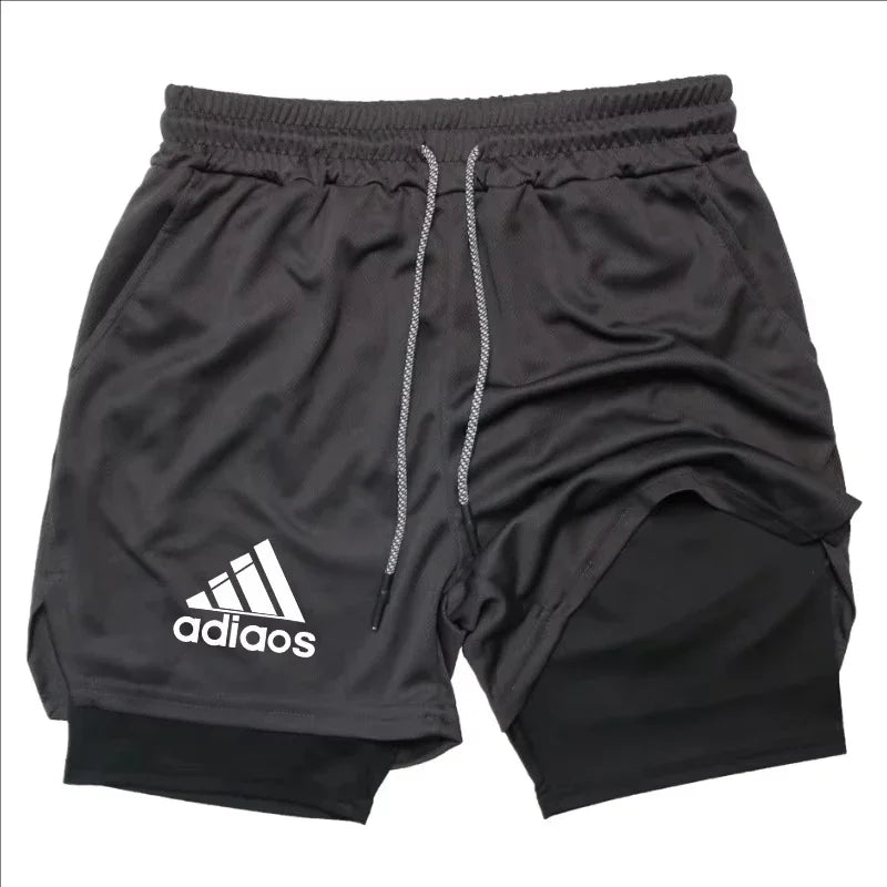 Shorts de compressão masculino verão ginásio fitness correndo treinamento esportes shorts dois-em-um malha respirável shorts de secagem rápida