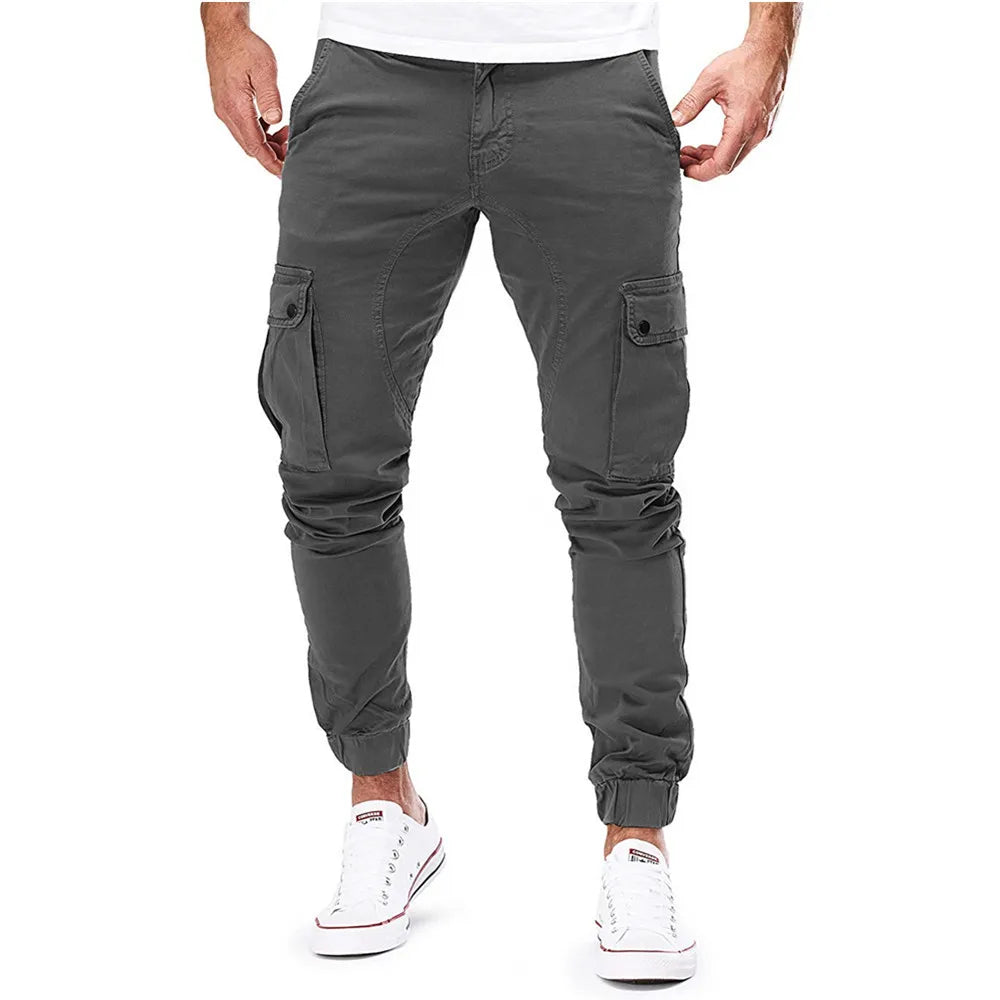 Calças masculinas finas moda casual jogger calças 2020 streetwear calças de carga multi-bolsos calças de fitness ginásios moletom dos homens