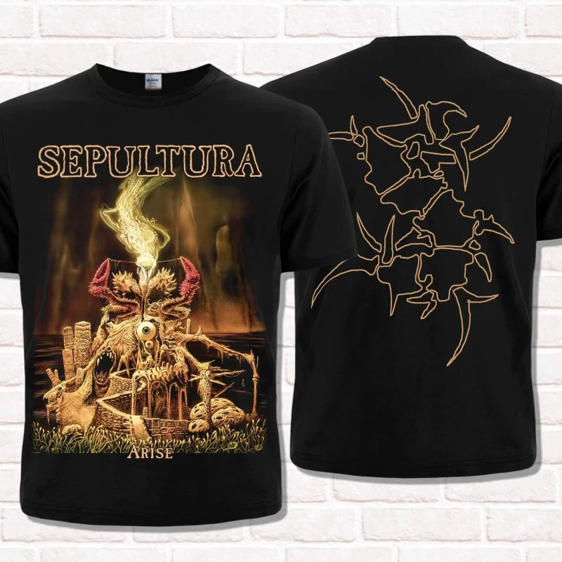 Camiseta masculina de verão com gola redonda e manga curta Sepultura 1991 Flogging Metal Death Metal Slot Top