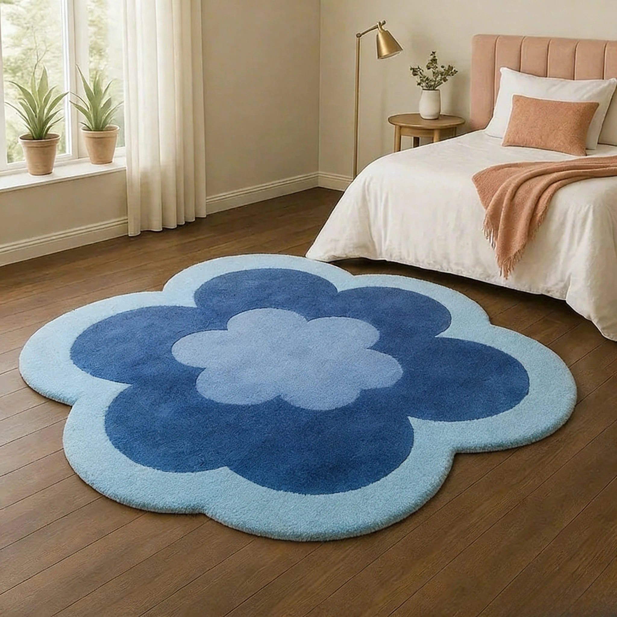 Forma de flor tapetes para sala estar forma irregular decoração do quarto menina tapete engrossado pelúcia cabeceira tapete macio