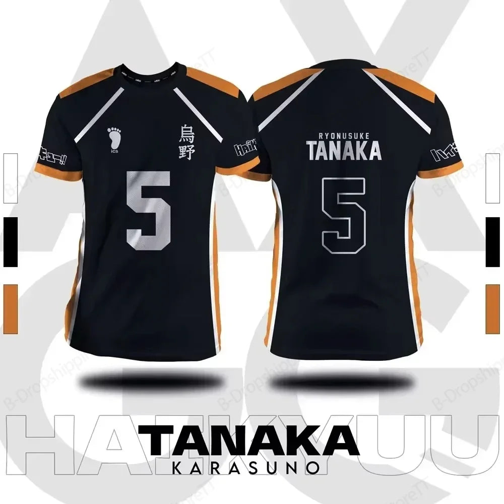 Camisa xadrez japonesa Haikyuu Fox Valley, anime impresso em 3D para homens e mulheres, camiseta esportiva de manga curta da moda de tamanho grande