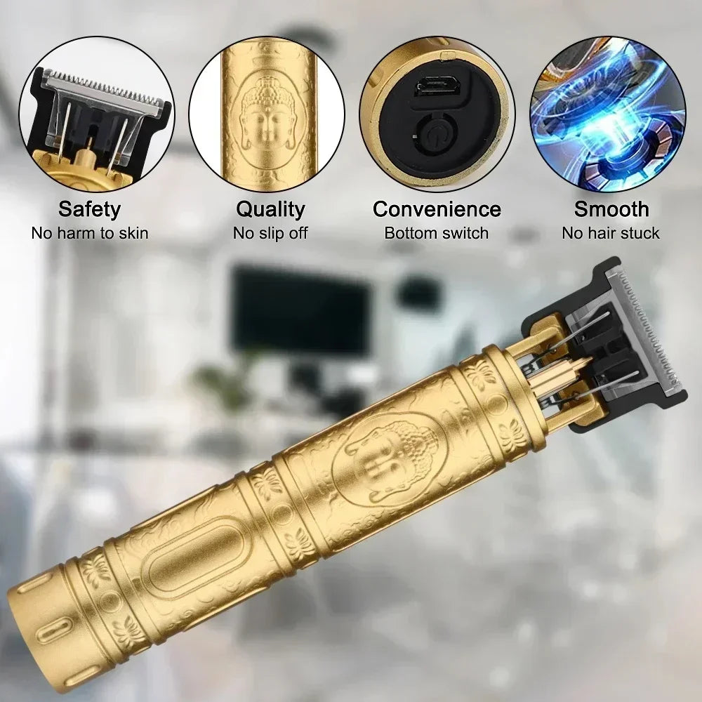 Máquina de Cortar Cabelo Vintage com Carregamento USB, Aparador Elétrico Portátil, Barbeador Profissional, Presente para Namorado