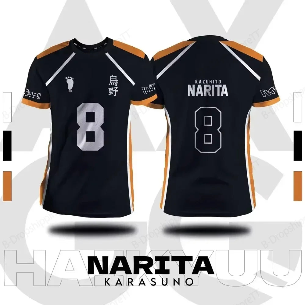 Camisa xadrez japonesa Haikyuu Fox Valley, anime impresso em 3D para homens e mulheres, camiseta esportiva de manga curta da moda de tamanho grande